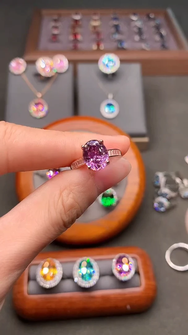 银S925镶嵌戒指双色碧玺......