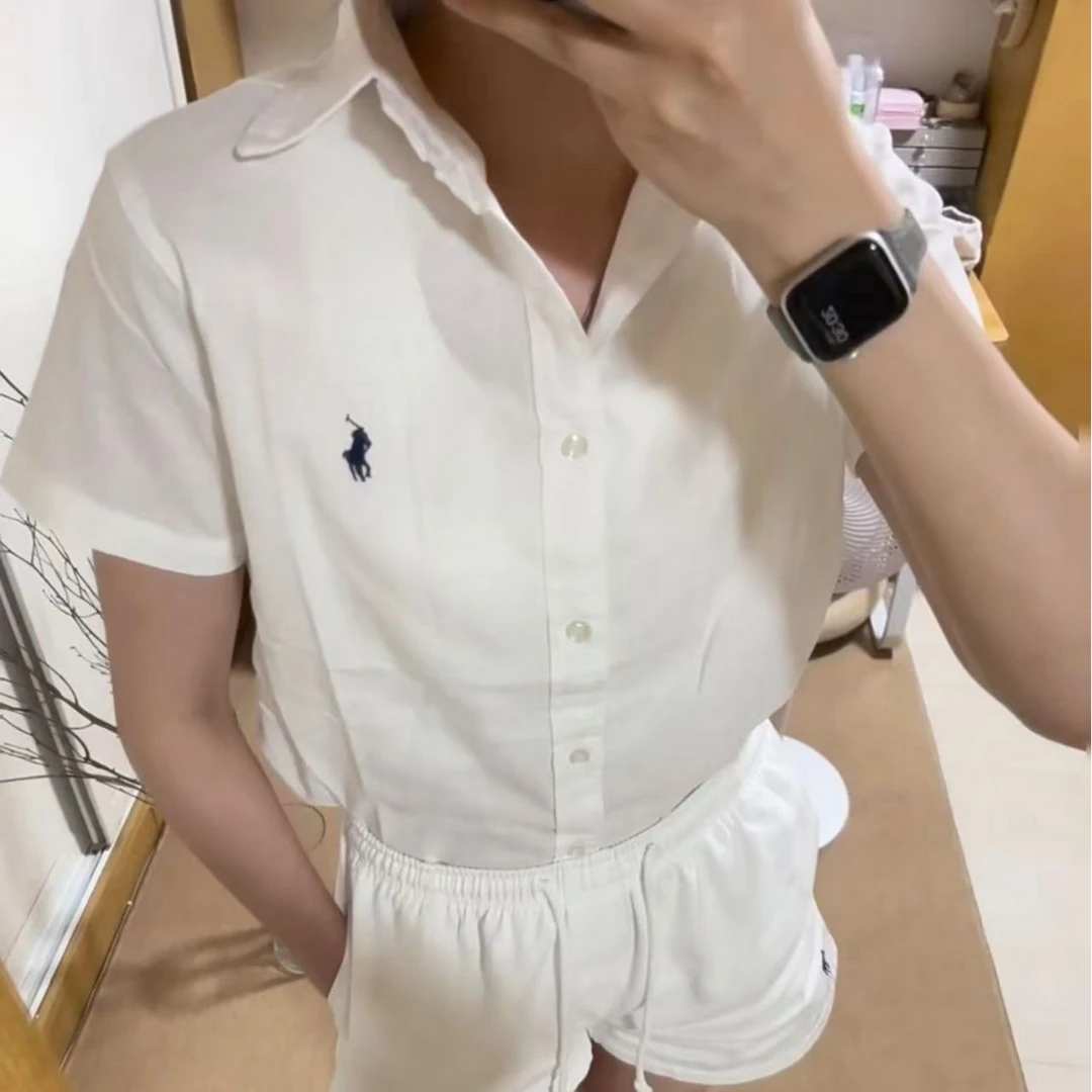 NICE圈圈、小马刺绣麻质简约纯色经典款POLO短袖衬衫A8037