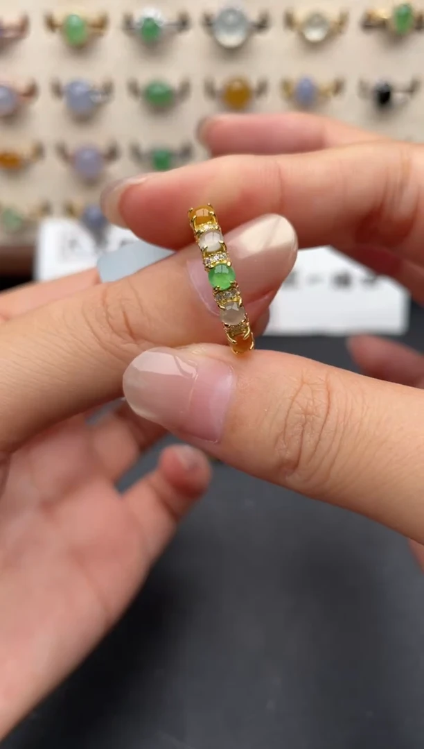 银S925镶嵌戒指翡翠一物一证一礼盒