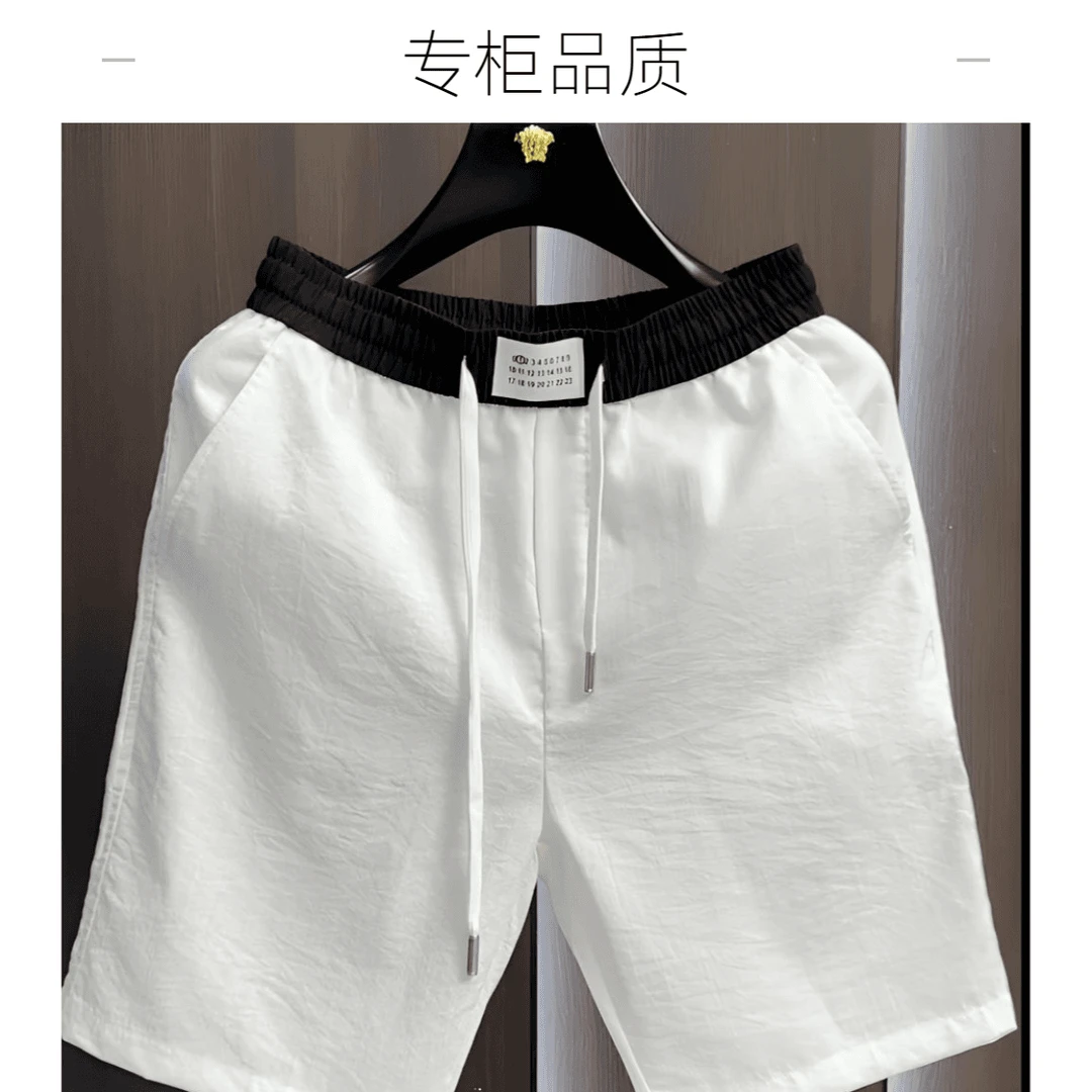 【专柜正品】新款夏季亚麻短裤透气休闲短裤男纯色简约潮流百搭男款