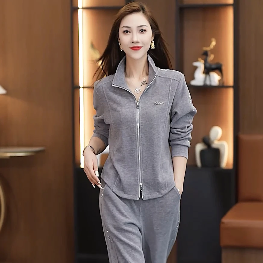 运动套装女春秋季新款时髦气质减龄休闲跑步外套两件套女士春装潮