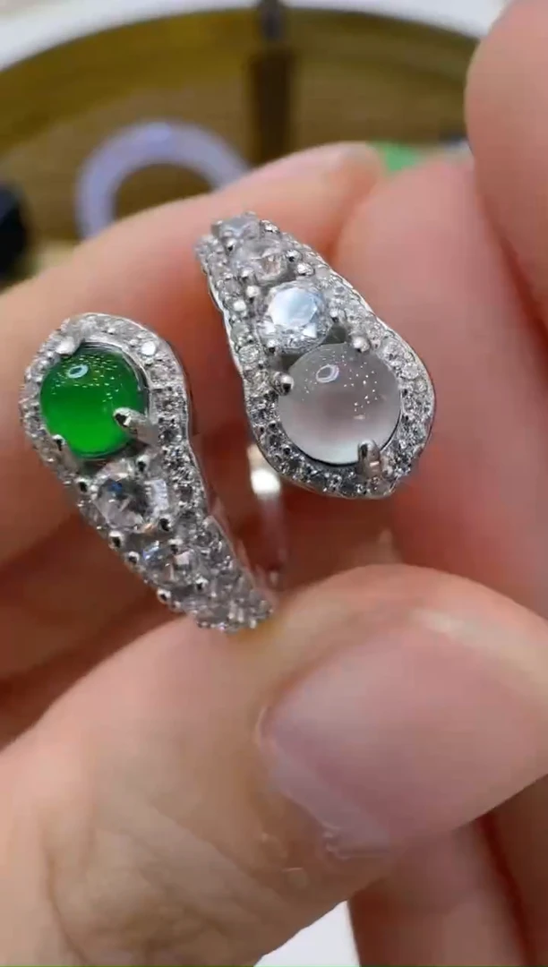 翡翠戒指银S925镶嵌多样性团购发一件