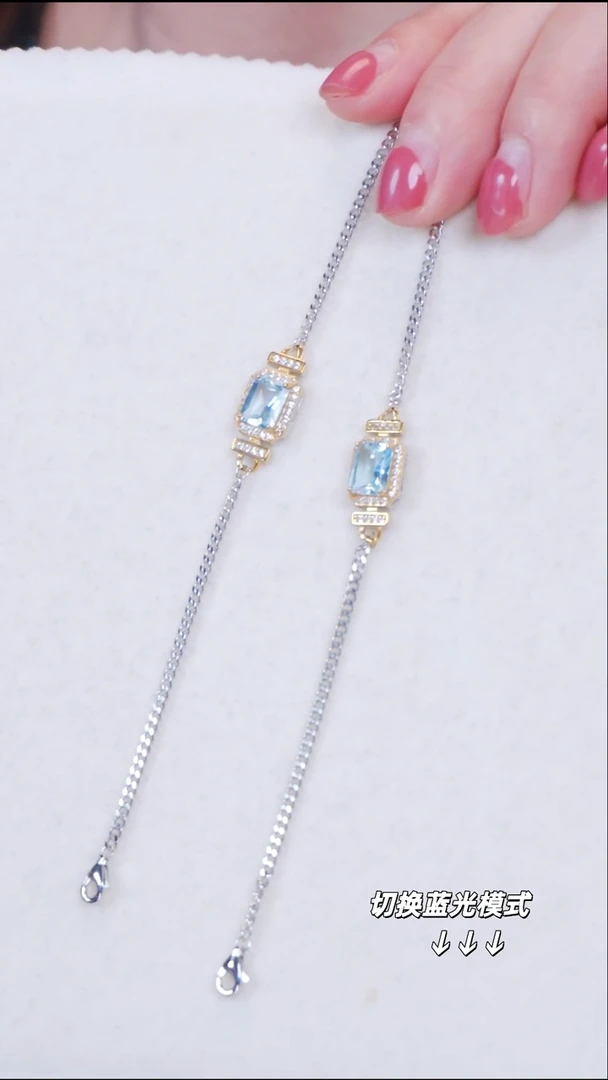 银S925镶嵌托帕石手链2【】多样性发一