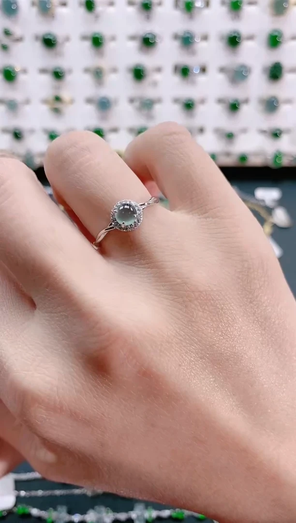 【闪购商品】翡翠戒指银S925镶嵌天然翡翠