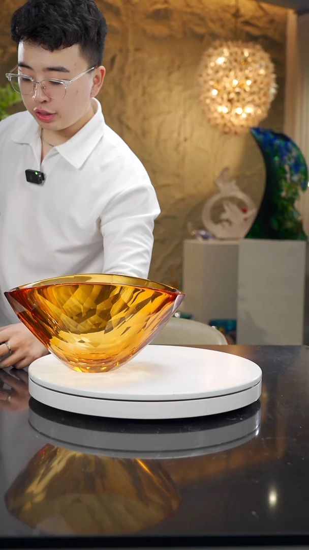 手工艺品琉璃琥珀色切面果斗