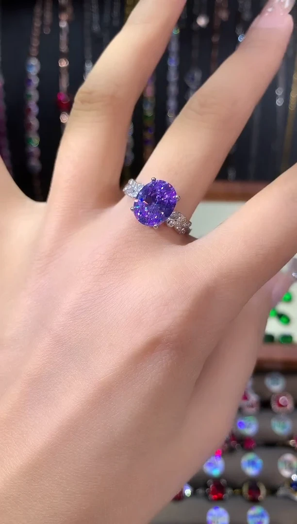 银S925镶嵌戒指碧玺911银色