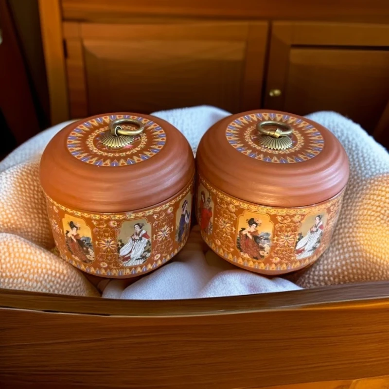 四大美人十二金钗1331复古防潮紫砂茶叶罐家用密封醒茶储存罐