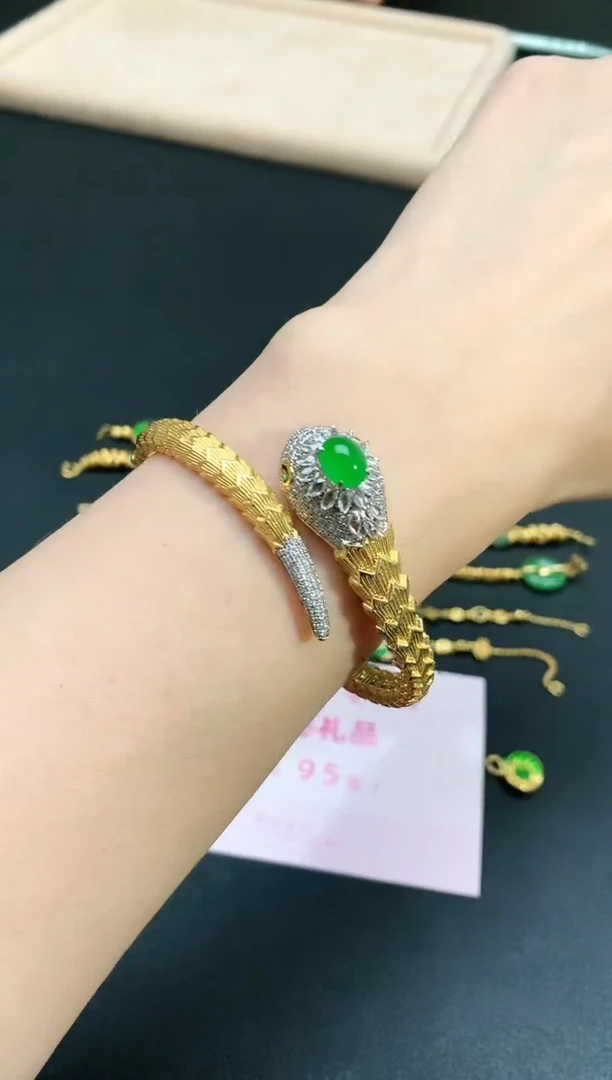 翡翠手镯18K金镶嵌|48000+0尾款18000