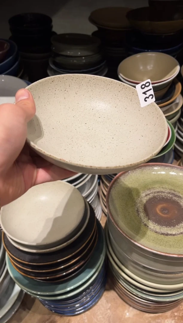 【闪购商品】瓷片318复古亚光白圆口碗1个