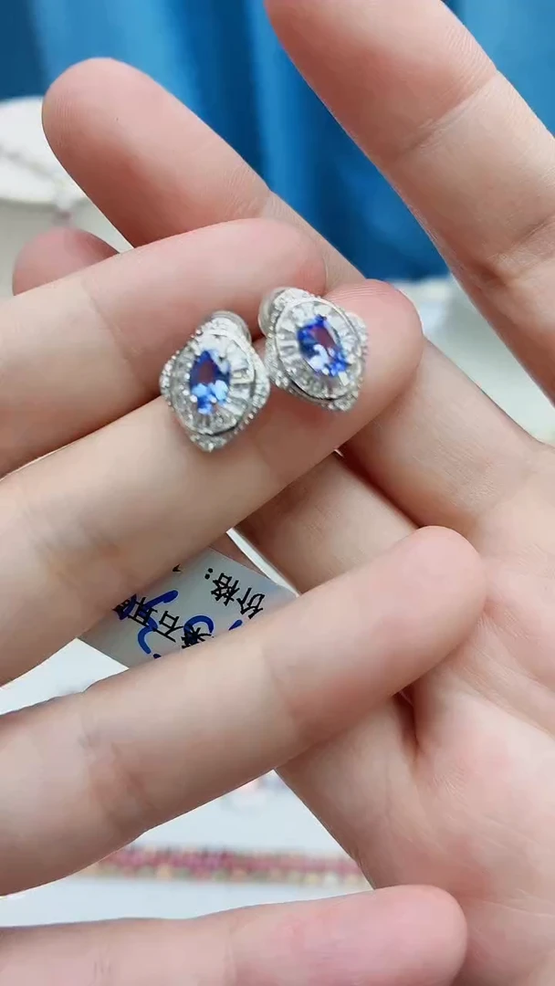 银S925镶嵌耳饰坦桑石291ZB1113产品一个（多样性）