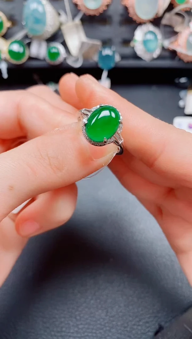 银S925镶嵌戒指翡翠翡翠