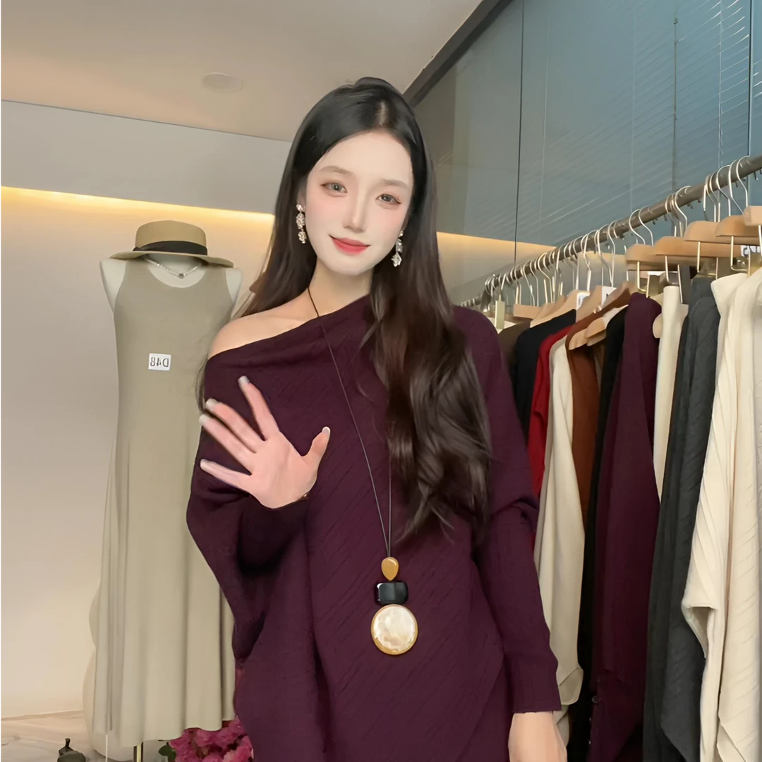 高领针织女装百搭套装时尚套装上衣圆领秋冬黑色网红