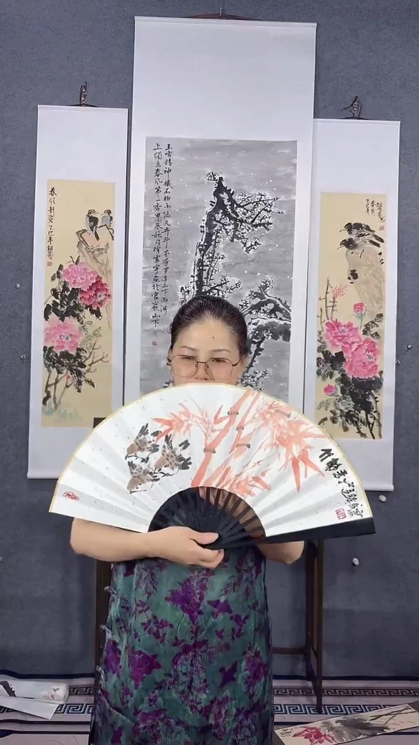 国画10寸文人扇子吴铁成作品