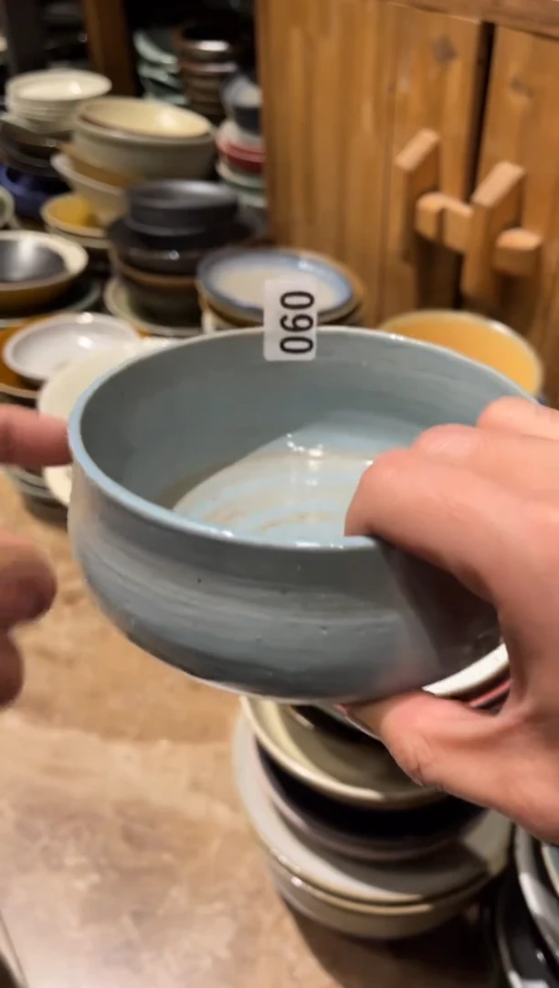 【闪购商品】瓷片60 蓝麻点钵碗1个