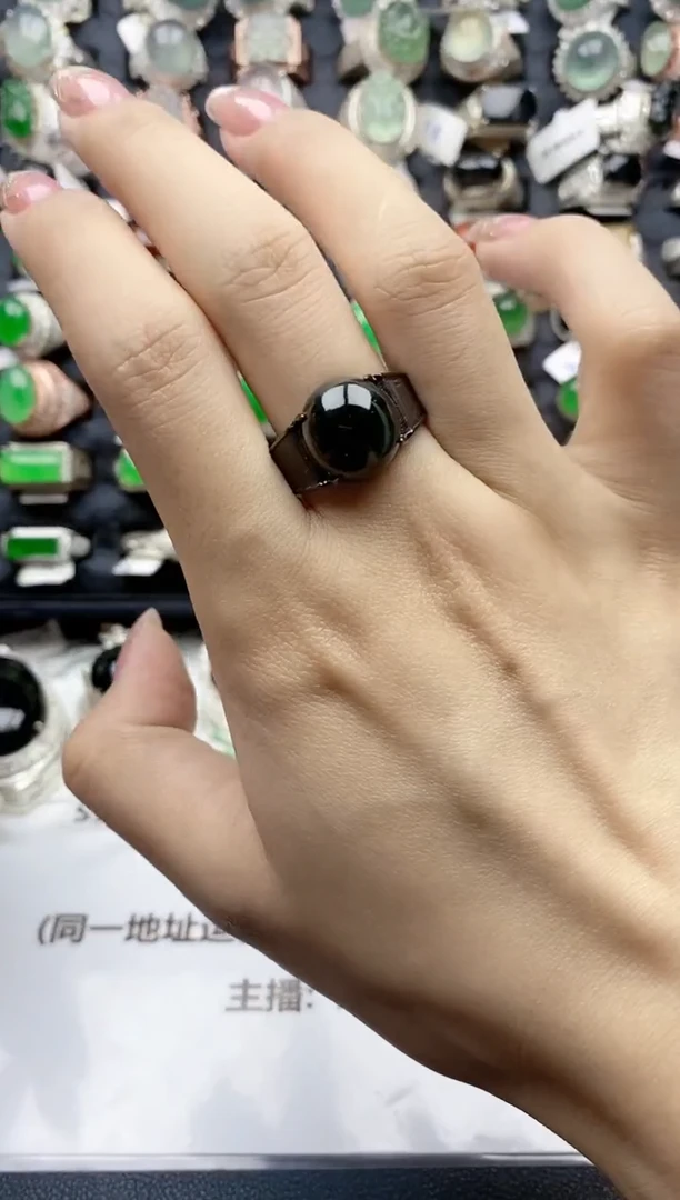 【闪购商品】翡翠戒指银S925镶嵌天然A货翡翠男戒