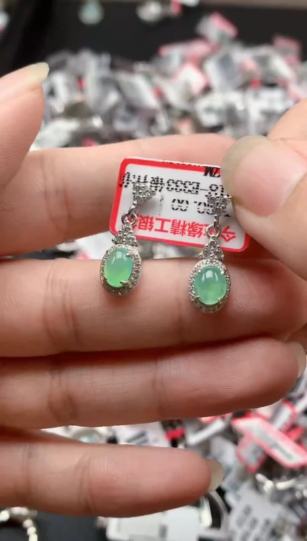 银S925镶嵌戒指翡翠天然A货缅甸翡翠