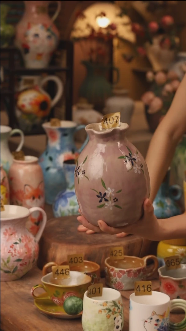 陶瓷景德镇设计师手作花器摆件侘寂风407