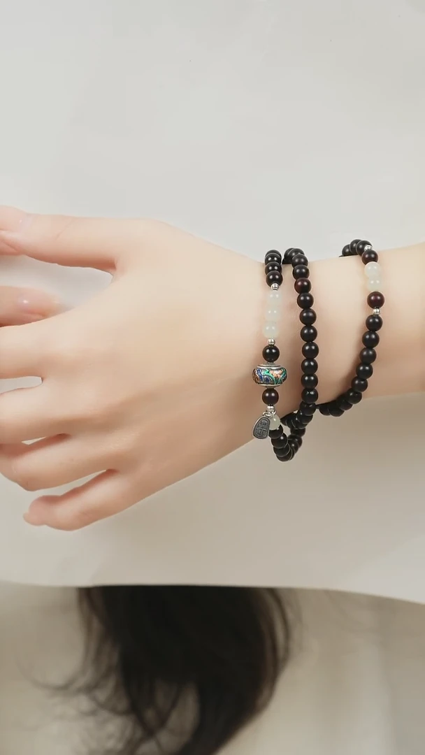 手串檀香紫檀（小叶紫檀）未镶嵌三圈小叶紫檀