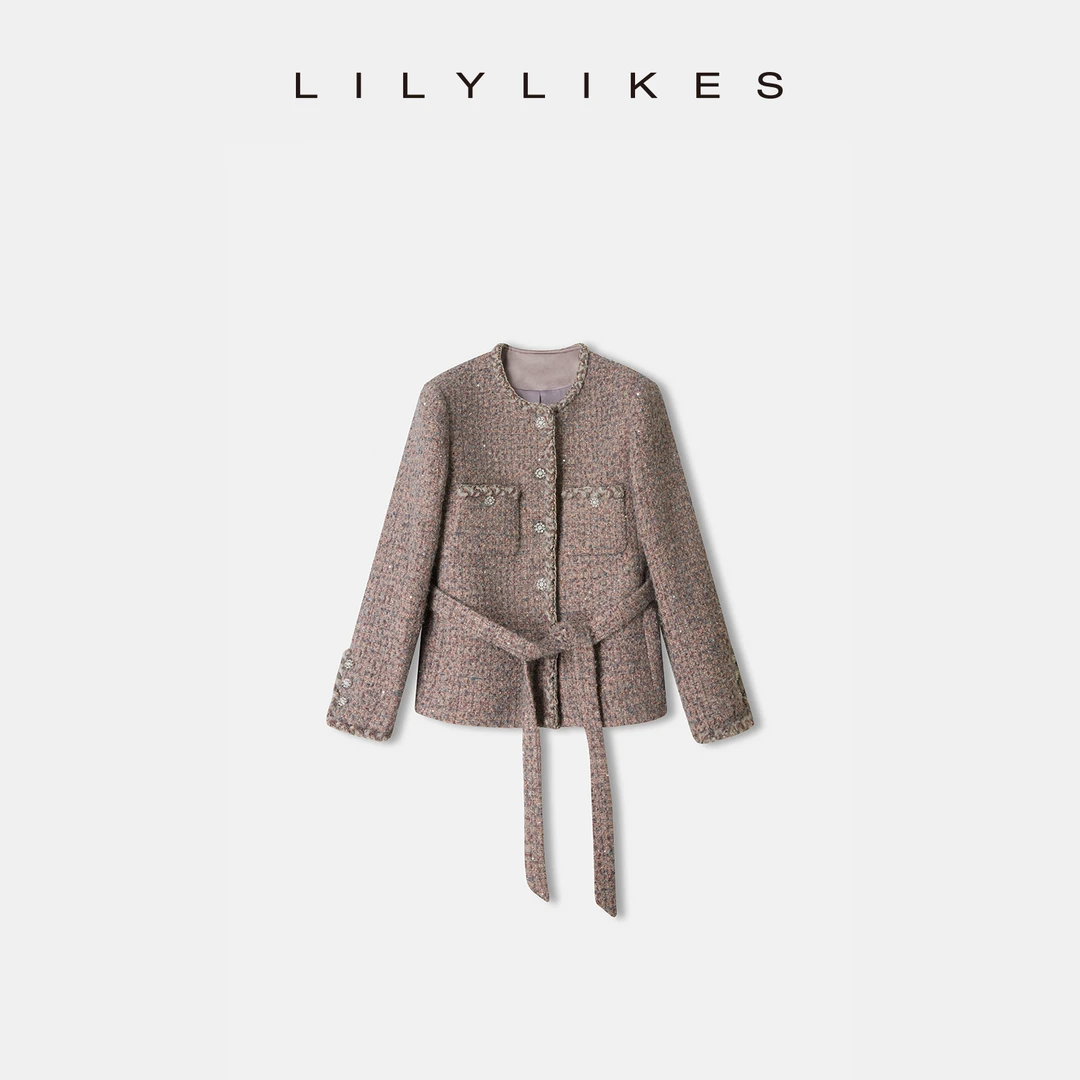 【LILYLIKES】矜贵衣橱羊毛混纺粗花呢小香腰带外套~