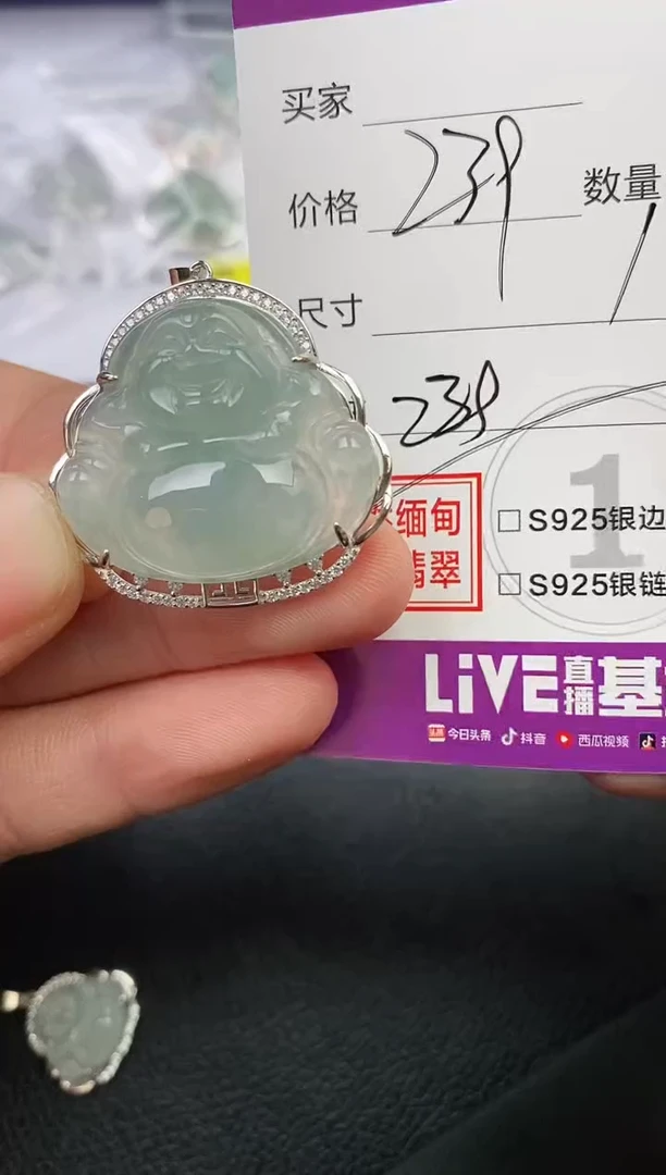 颈饰银S925镶嵌翡翠燕*君挂件