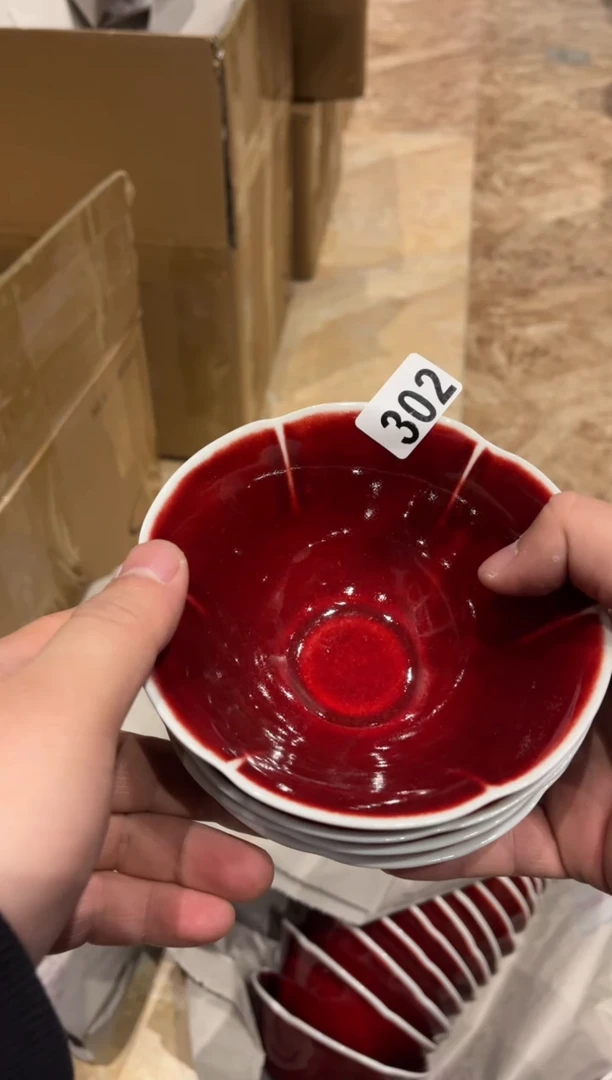 【闪购商品】瓷片302，4只钧红花瓣碗小碗