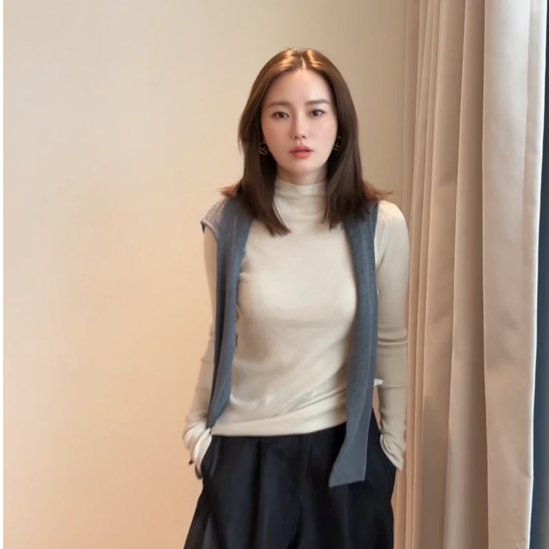 遇见惊喜  半高领细羊毛高弹针织打底修身秋冬