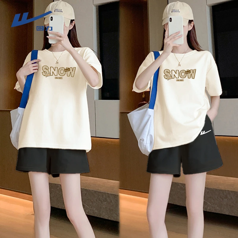 Warrior/回力韩版夏季女装套装2025年夏季新款宽松短袖短裤一整套