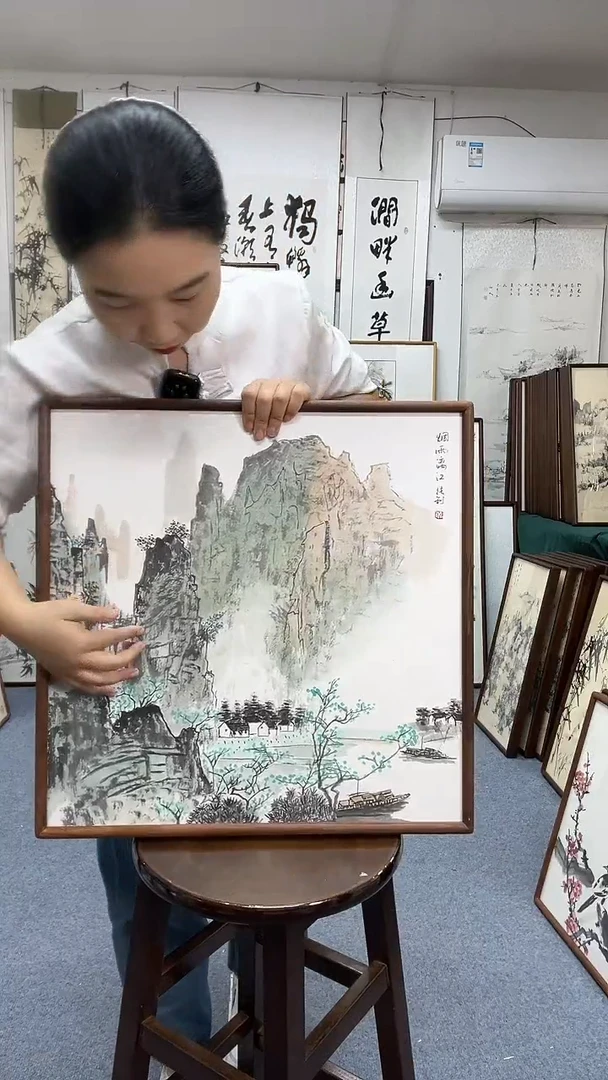 国画52*52实木画框京东包邮手绘