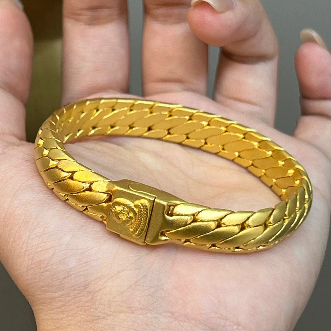 铜合金手链 黄金色古法三马鞭手链双马鞭夏日限定男女款百搭手串