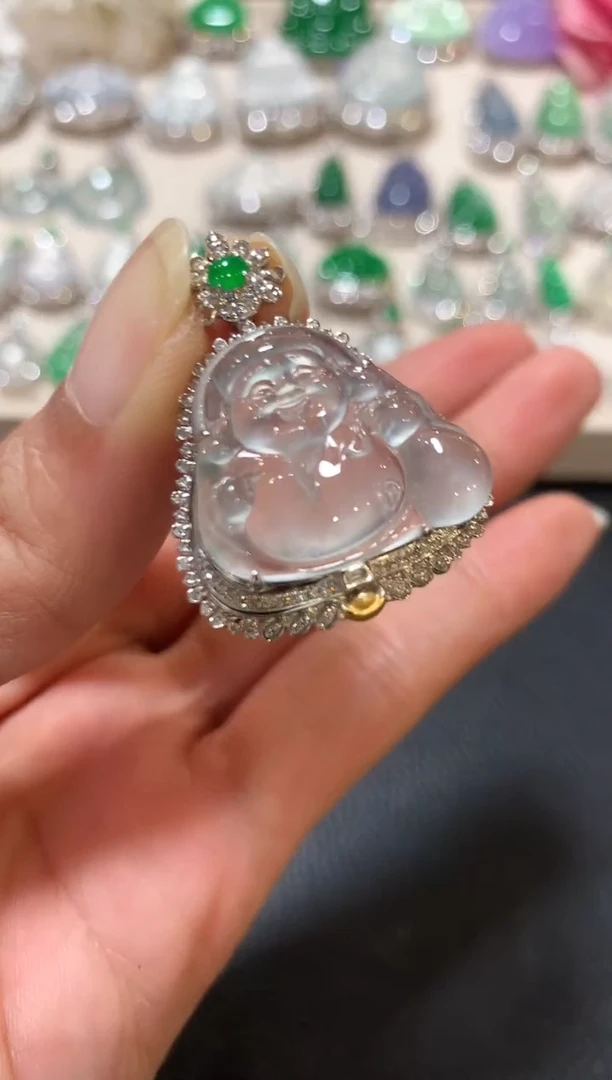 吊坠(不含链)18K金镶嵌翡翠n154