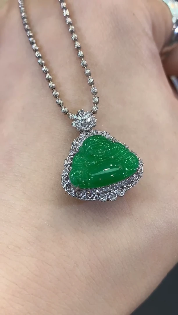 吊坠(不含链)18K金镶嵌翡翠B119