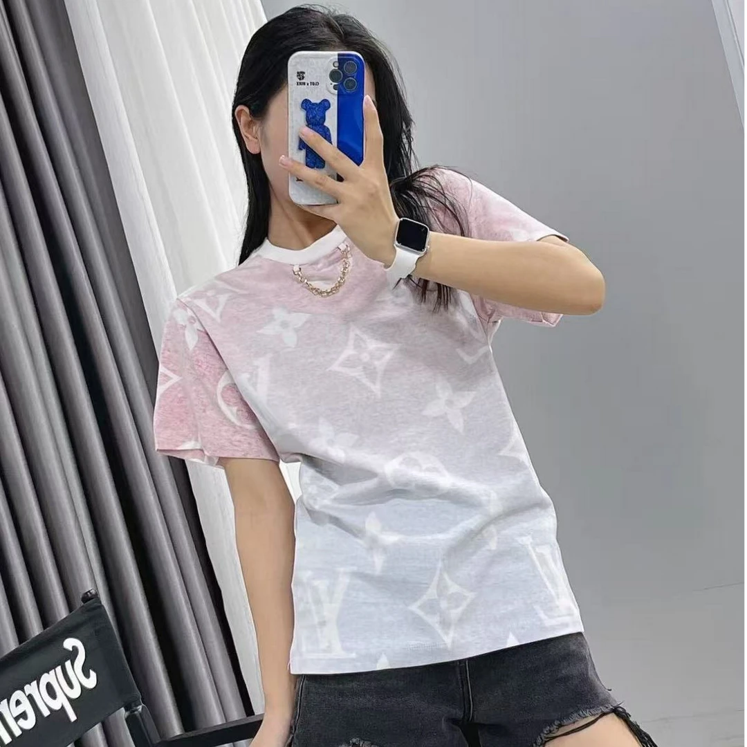 未使用 LouisVuitton/路易威登 满印圆领短袖上装 红蓝/S/M