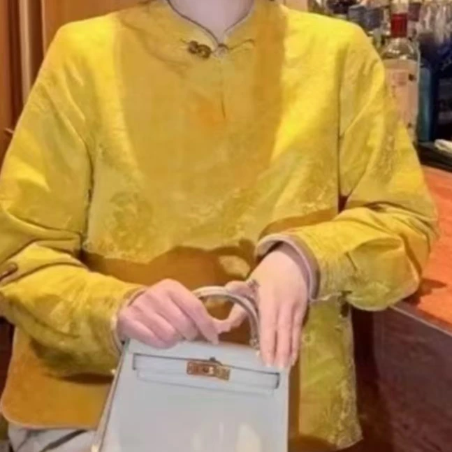 295 黄色国风盘扣上衣