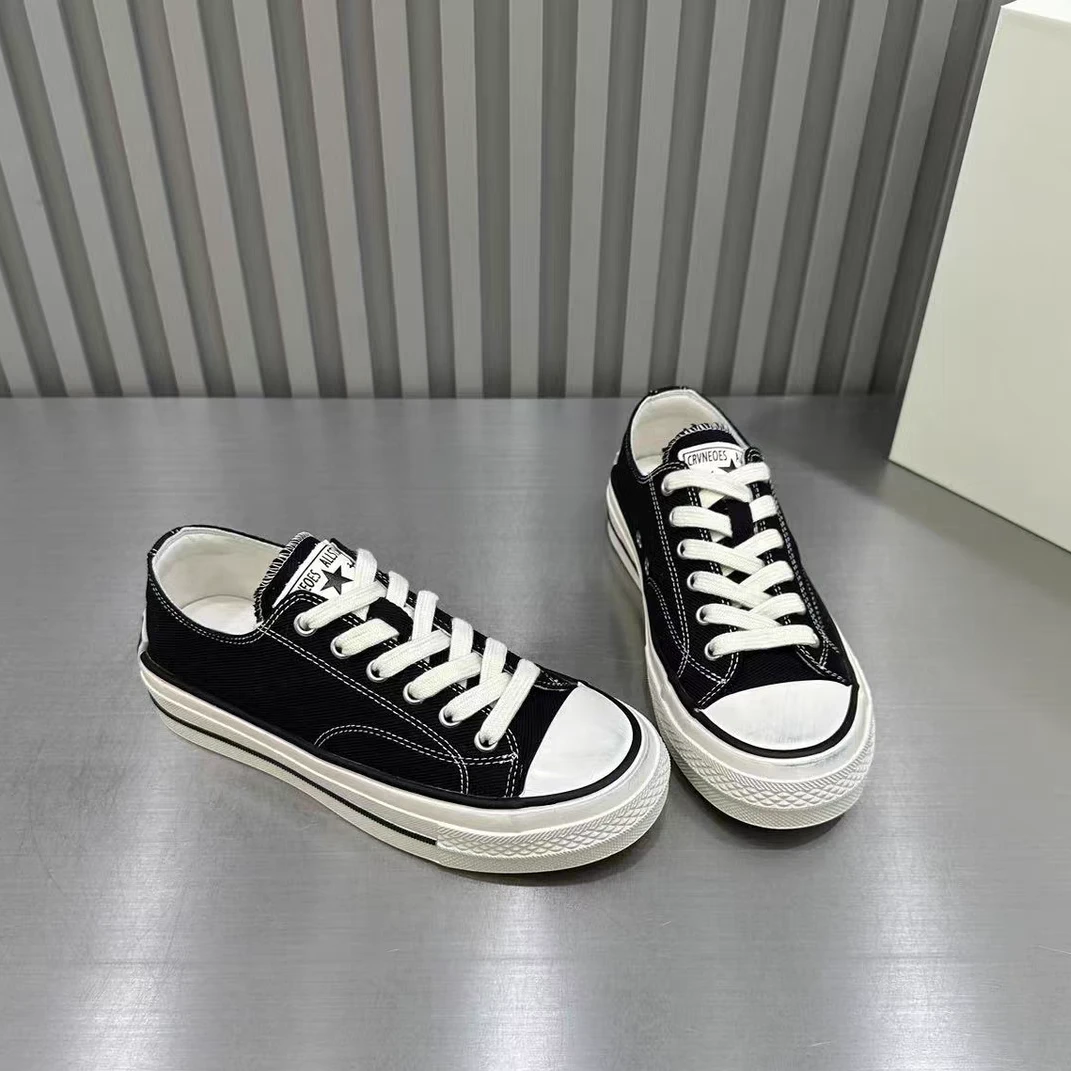 【十六号】真皮平底帆布鞋女2025春夏韩版百搭低帮休闲板鞋9060-5