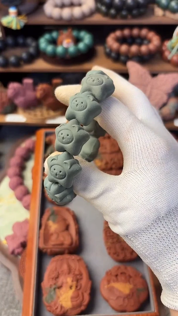 泥塑玉黛雪青小星星手串一条