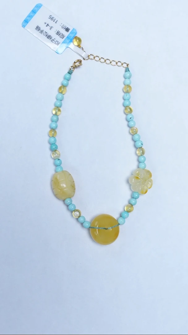 未镶嵌绿松石手链绿松蜜蜡手链