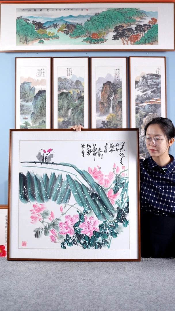 【闪购商品】国画高启太《共享清风》手绘带框83*83