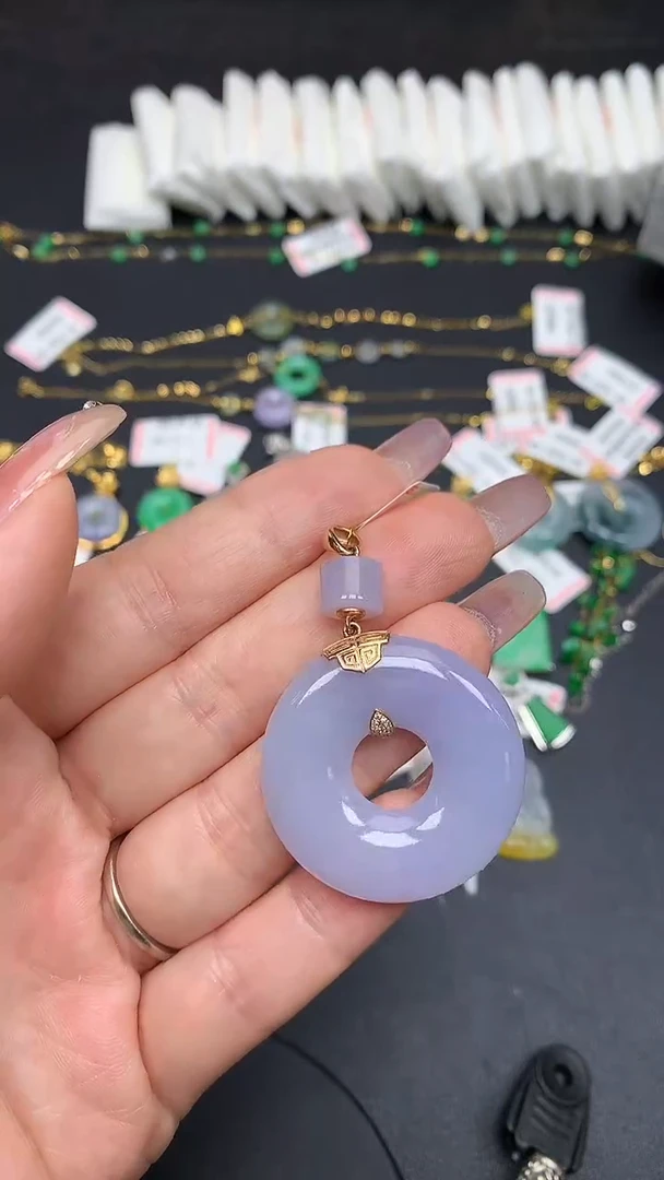 翡翠18K金镶嵌吊坠(不含链)MS193583