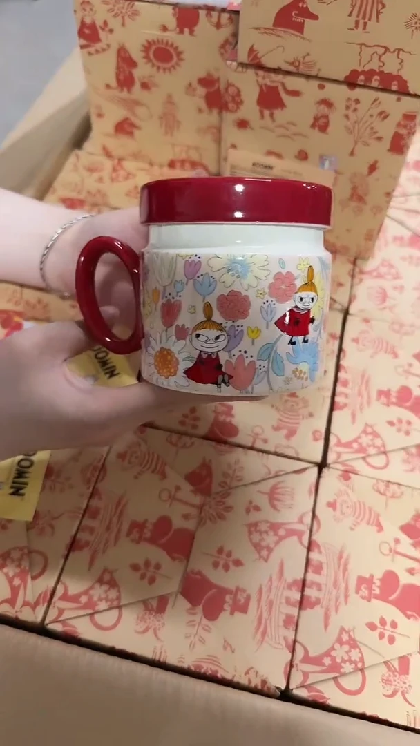 瓷瓷片姆明花海盖杯(含茶滤)