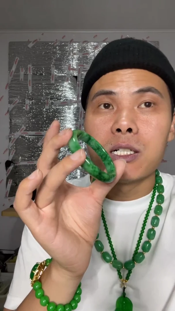翡翠手镯未镶嵌【小伍珠宝】高端青花手镯53圈口