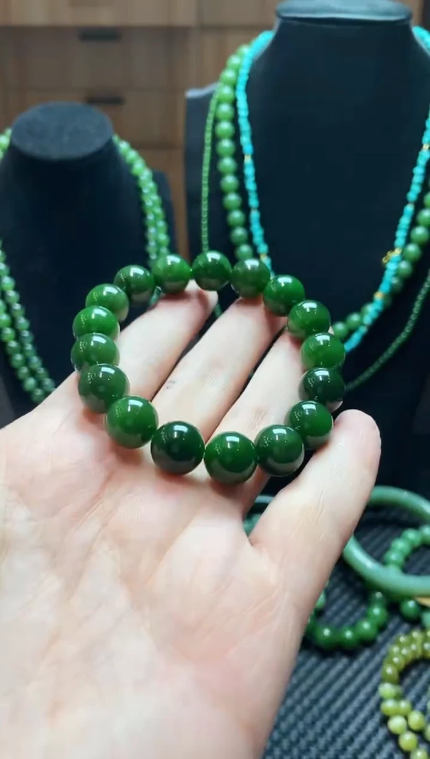 颈饰未镶嵌和田玉和田玉碧玉手串12mm