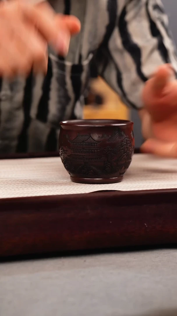 茶壶紫砂老紫泥 山水杯