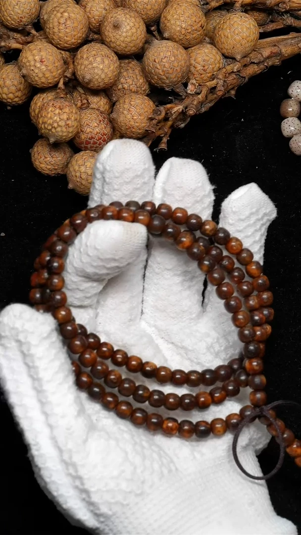 手串星月菩提108多圈黑金7*6