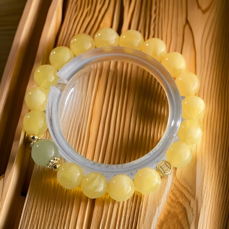 天然蜜蜡老型珠10mm手串搭配平安扣（多样性发1）ML000596001