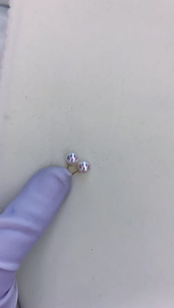 18K金镶嵌DA海水珍珠 7-7.5 耳钉 GD002