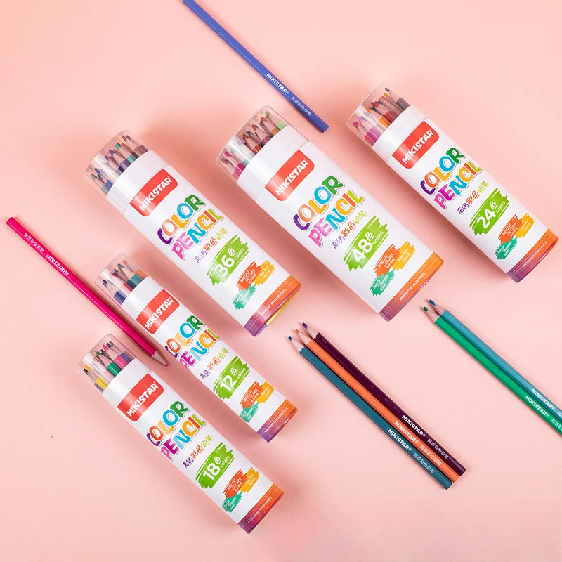 【教师推荐】可擦彩铅12色24色48色桶装油性彩色铅笔幼儿园小学生