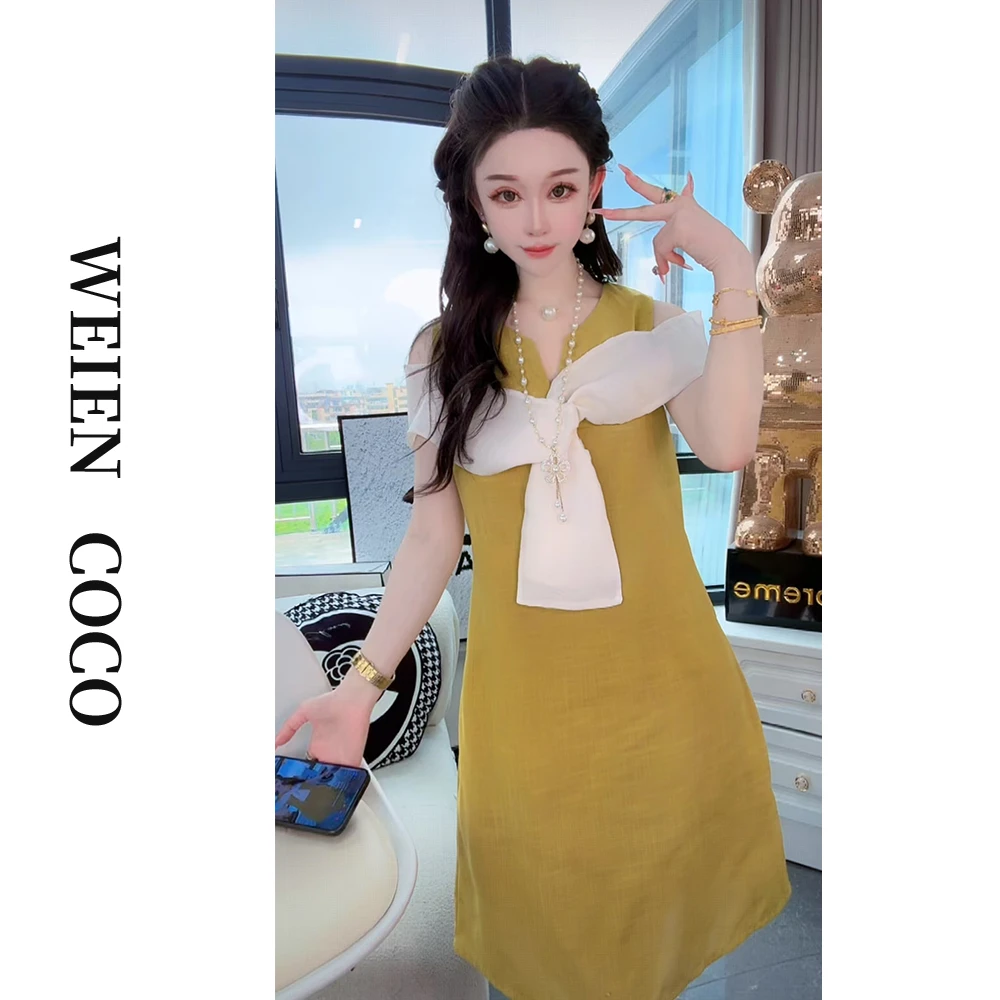 【薇恩COCO】时尚轻奢拼接连衣裙长款日常休闲夏季新款女裙K4914