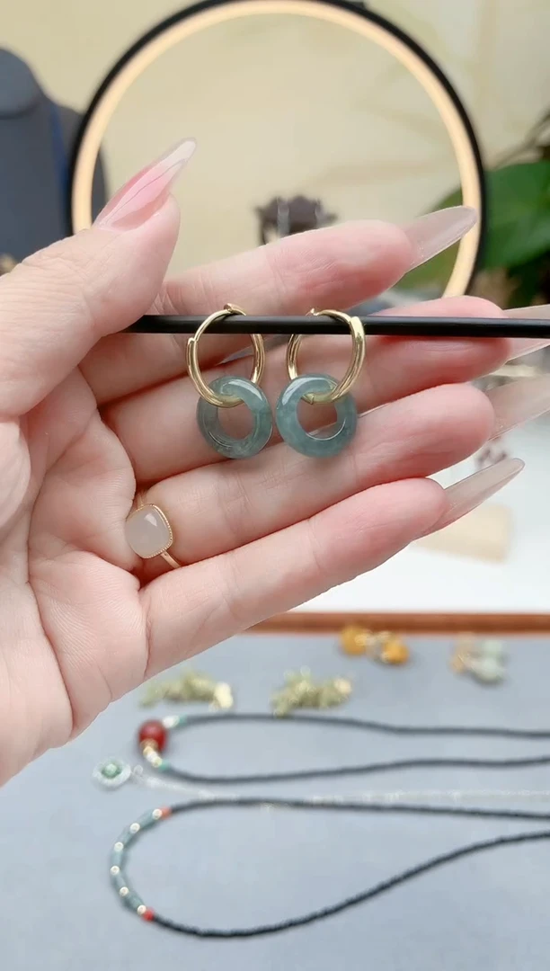 翡翠未镶嵌耳饰00翡翠耳扣