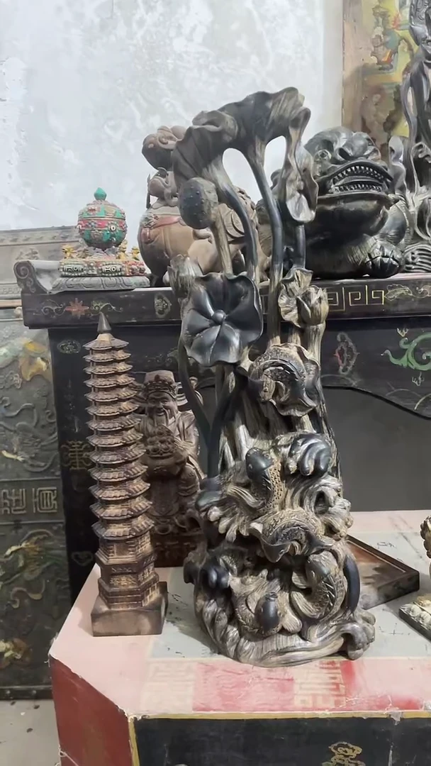 【闪购商品】木木雕新年快乐香木摆件