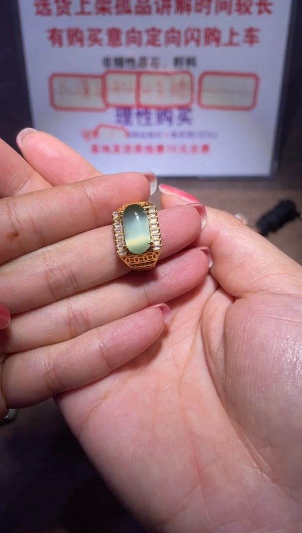 和田玉戒指银S925镶嵌?**暖X407